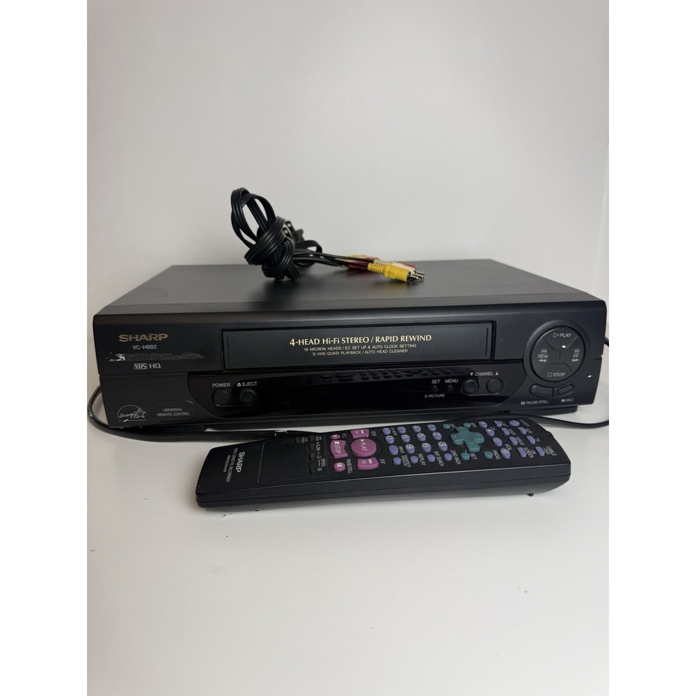 Sharp VC-H992U 4-Head Hi-Fi Stereo VHS VCR Player Recorder w/ Remote Control BOX